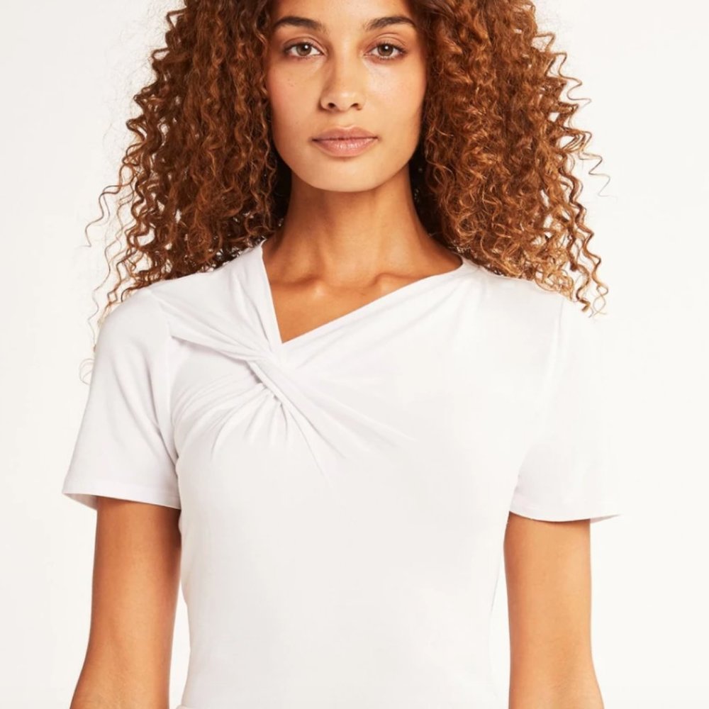 Elie Tahari white twist knot top